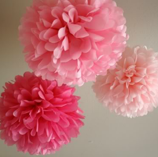 30pcs Tissue Paper Pom Poms - Pinks