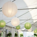 30x 30cm Paper Lanterns - White & Green