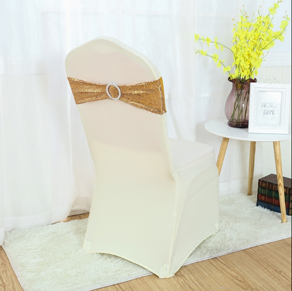 Rose Gold Pink Spandex Sequin Glitter Chair Bands