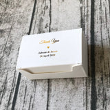 100 White Rectangle Favor Boxes - Gold Foil Personalized Wordings