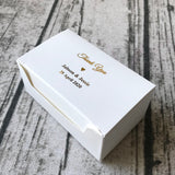 100 White Rectangle Favor Boxes - Gold Foil Personalized Wordings