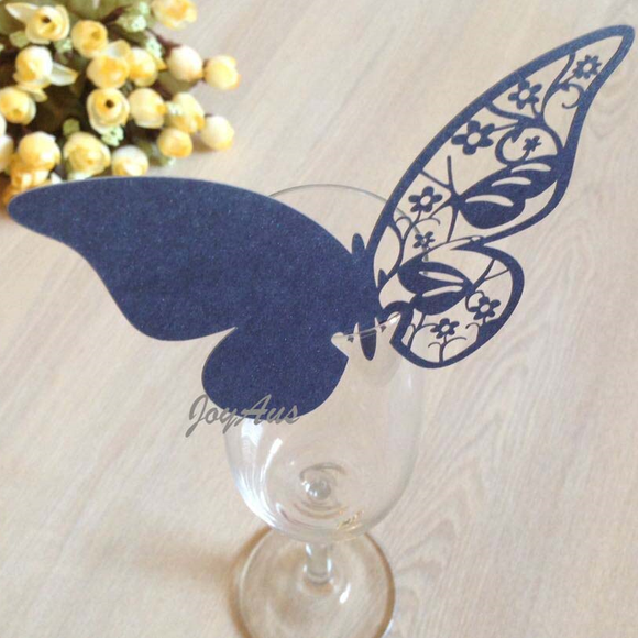 Table Name Cards - Black Butterfly
