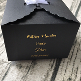 100 Black Gold Foil Personalized Anniversary Favor Boxes