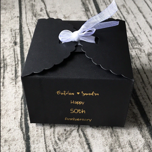 100 Black Gold Foil Personalized Anniversary Favor Boxes