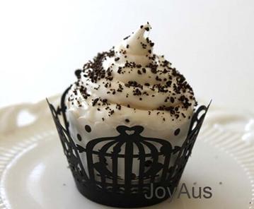 Cupcake Wrapper - Black Birdcage