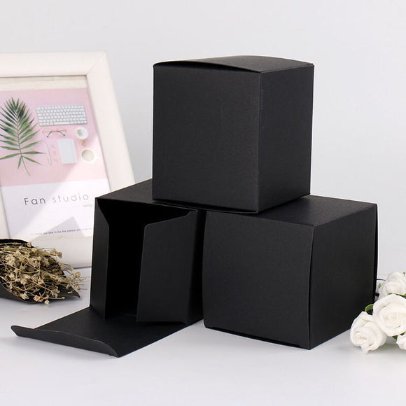 Cubic Black Paper Favor Boxes Soap Candle Packing Box
