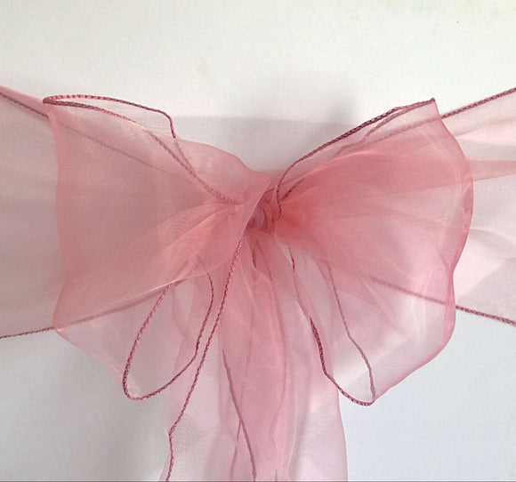 Dusty Pink Organza Chair Sashes Table Runners