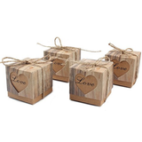 Vintage Kraft Wedding Favor Boxes - Love