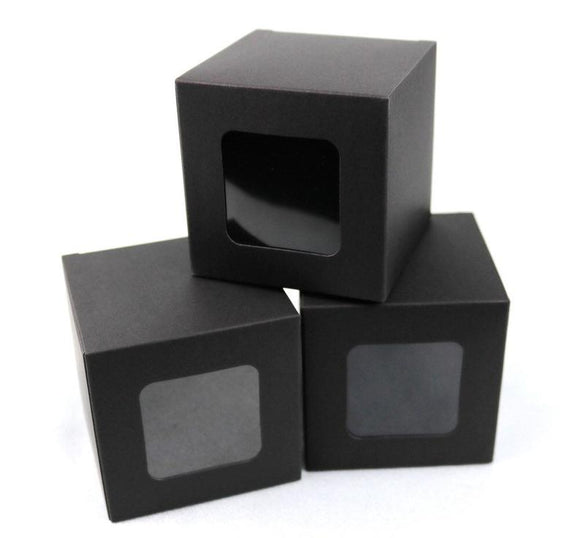 Front Window Black Paper Favor Boxes | Packaging Box