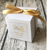 100 White Favor Boxes Foil Personalized Stickers