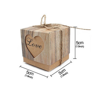 Vintage Kraft Wedding Favor Boxes - Love