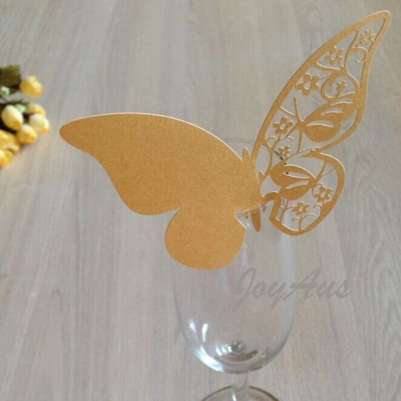 Table Name Cards - Gold Butterfly