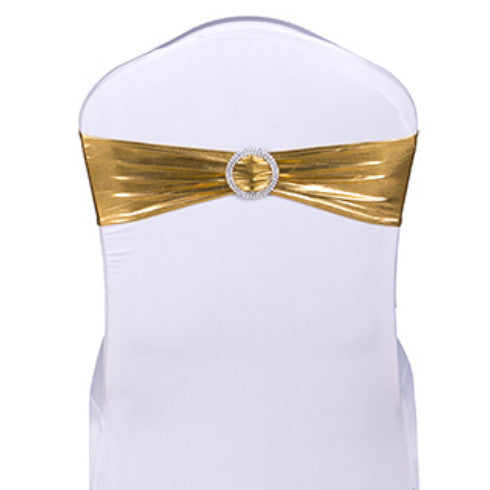 Metallic Lycra Spandex Chair Bands - Gold