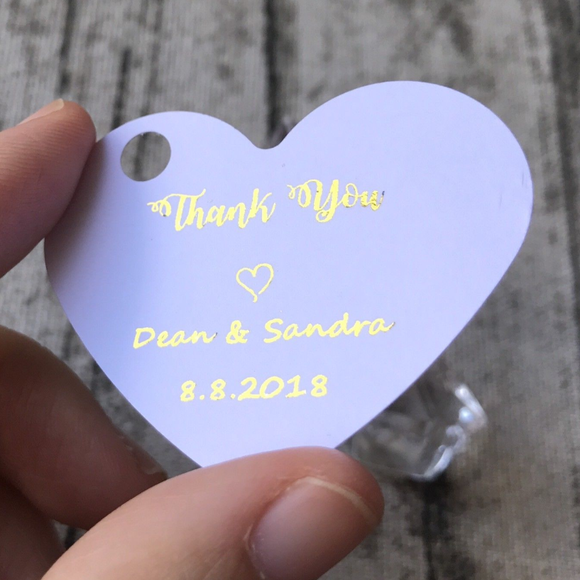 100 Gold Foil Personalized Gift Heart Shape Tags