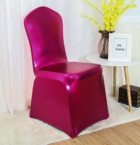 Metallic Spandex Chair Covers - Hot Pink