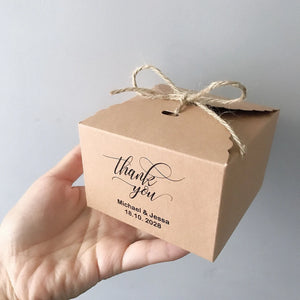 100 Kraft or White Favor Boxes Personalized Wordings