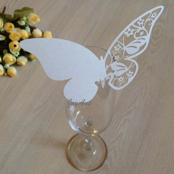 Table Name Cards - Ivory Butterfly