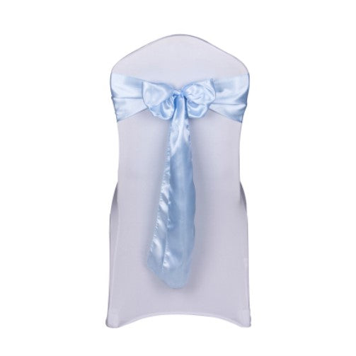 Light Blue Satin Chair Sashes Table Runners