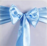 Light Blue Satin Chair Sashes Table Runners