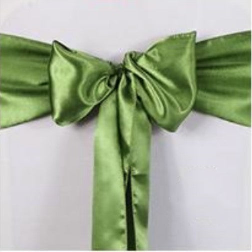 Olive Green Satin Chair Sashes Table Runners