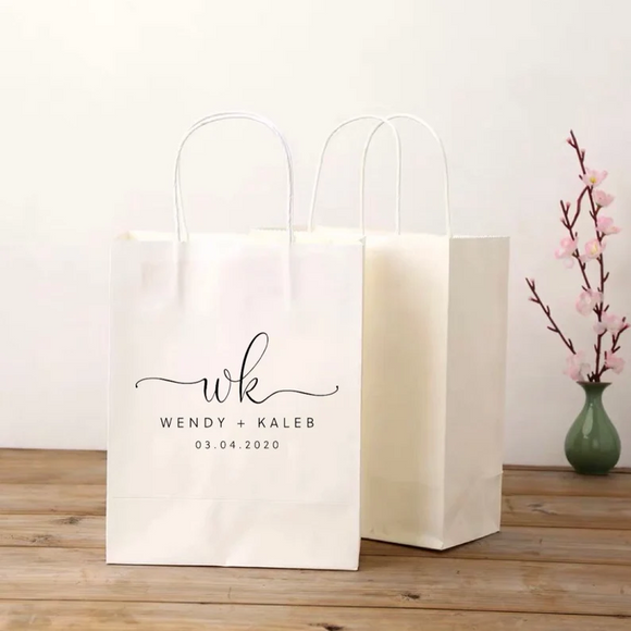 100 Personalized Paper Gift Bags Favor Bags