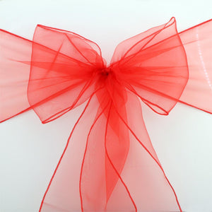 Red Organza Chair Sashes Table Runners