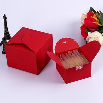 Red Paper Scallop Wedding Favor Boxes