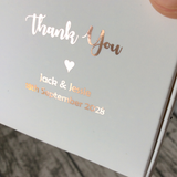 100 White Boxes Gold Silver Foil Personalized Wordings
