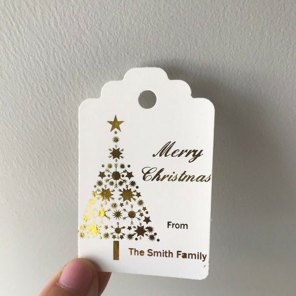 100 Gold Foil Personalized Christmas Gift Tags