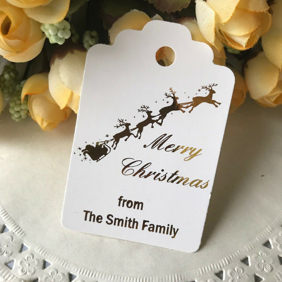 100 Gold Foil Christmas Personalized Gift Tags