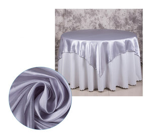 Silver Satin Tablecloth Overlay Top