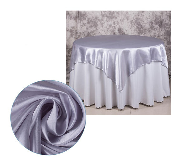 Silver Satin Tablecloth Overlay Top