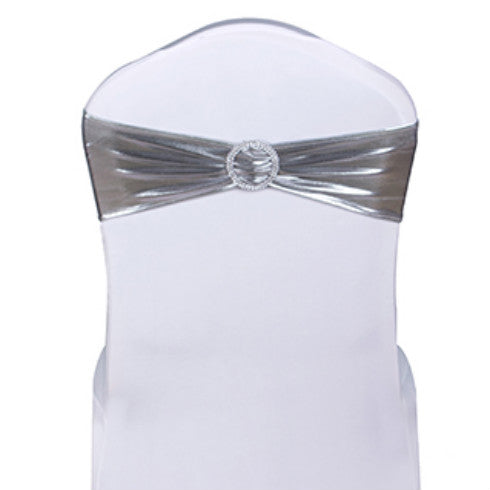 Metallic Lycra Spandex Chair Bands - Silver