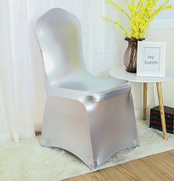 Metallic Spandex Chair Covers - Silver