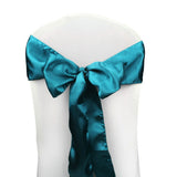 Teal Blue Satin Chair Sashes Table Runners