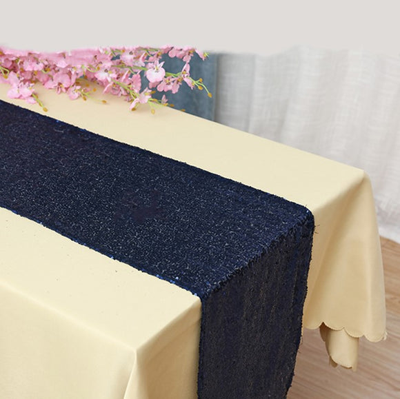 Navy Blue Sequin Glitter Table Runners