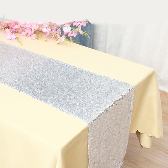 Silver Sequin Glitter Table Runners