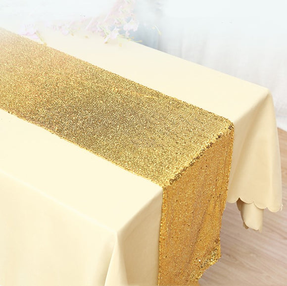 Yellow Gold Sequin Glitter Table Runners