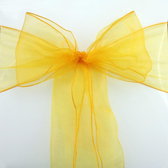 Buttercup / Yellow Organza Chair Sashes Table Runners