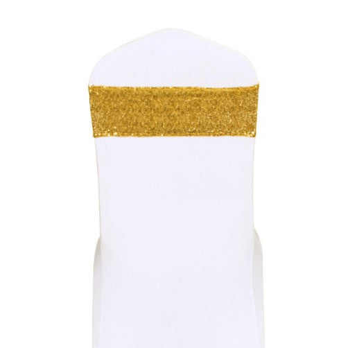 Yellow Gold Sequin Glitter Chair Bands